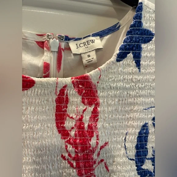 J. Crew White Dress with Red & Blue Lobster Print - Picture 6 of 7